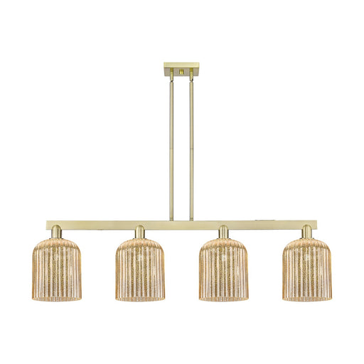 Innovations Bridal Veil 51in 4-Light Island Light | Industrial Antique Brass and Mercury Ribbed Glass | Kitchen Island & Dining | Model 716-4I-AB-G559-8ME