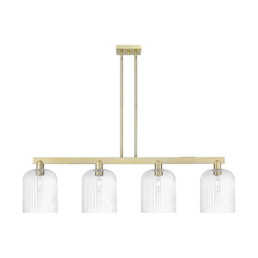 Innovations Bridal Veil 51in 4-Light Island Light | Industrial Antique Brass Steel and Seedy Ribbed Glass | Kitchen Island & | Model 716-4I-AB-G559-8SDY