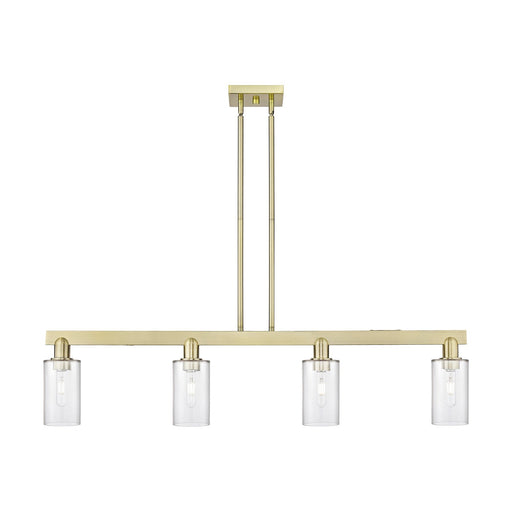 Innovations Clymer 47in 4-Light Island Light | Industrial Antique Brass Steel and Clear Glass | Kitchen Island & Dining Room | Model 716-4I-AB-G802