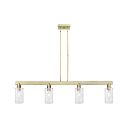 Innovations Clymer 47in 4-Light Island Light | Industrial Antique Brass Steel and Seedy Glass | Kitchen Island & Dining Room | Damp | Model 716-4I-AB-G804