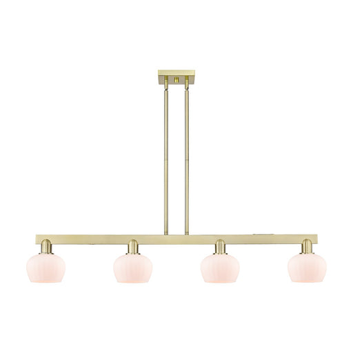 Innovations Fenton 49in 4-Light Island Light | Industrial Antique Brass and Matte White Glass | Kitchen Island & Dining Room | Model 716-4I-AB-G91