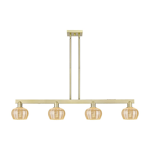 Innovations Fenton 49in 4-Light Island Light | Industrial Antique Brass and Mercury Ribbed Glass | Kitchen Island & Dining Room | Model 716-4I-AB-G96