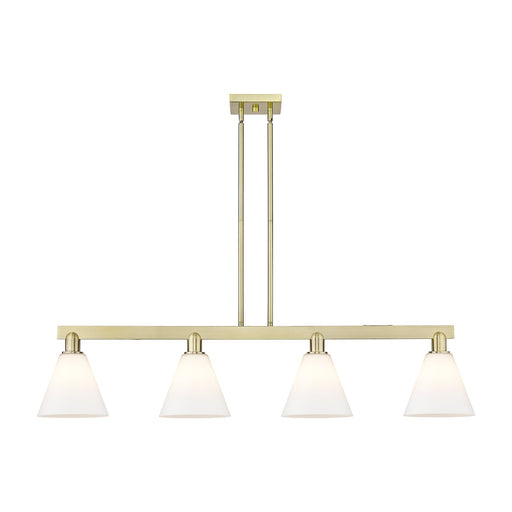 Innovations Berkshire Glass 51in 4-Light Island Light | Industrial Antique Brass Steel and Matte White Glass | Kitchen Island & | Model 716-4I-AB-GBC-81