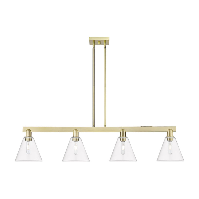 Innovations Berkshire Glass 51in 4-Light Island Light | Industrial Antique Brass and Clear Glass | Kitchen Island & Dining Room | Model 716-4I-AB-GBC-82