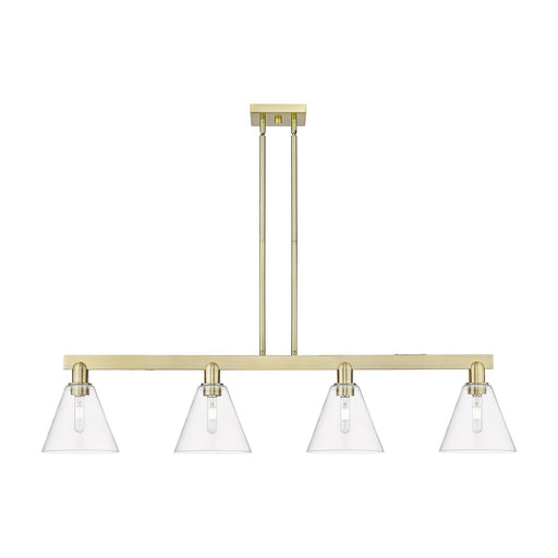 Innovations Berkshire Glass 51in 4-Light Island Light | Industrial Antique Brass and Clear Glass | Kitchen Island & Dining Room | Model 716-4I-AB-GBC-82