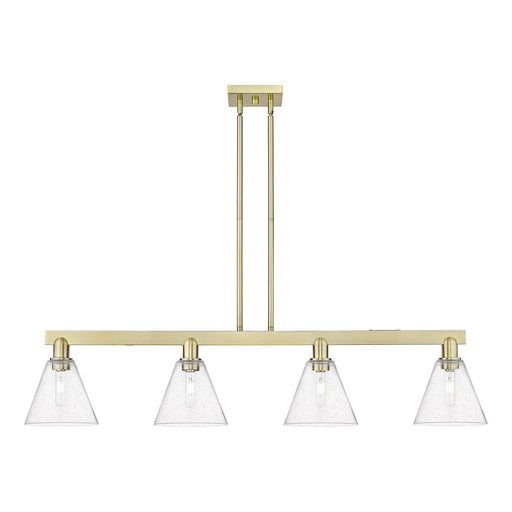 Innovations Berkshire Glass 51in 4-Light Island Light | Industrial Antique Brass Steel and Seedy Glass | Kitchen Island & Dining | Model 716-4I-AB-GBC-84