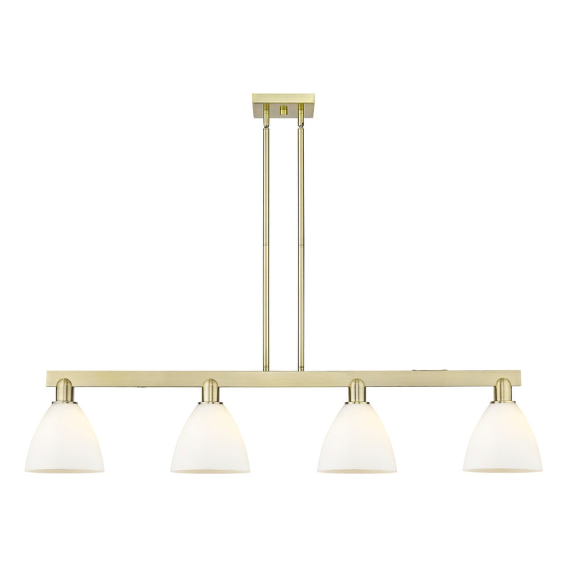 Innovations Bristol 50.25in 4-Light Island Light | Industrial Antique Brass and Matte White Glass | Kitchen Island & Dining Room | Model 716-4I-AB-GBD-751