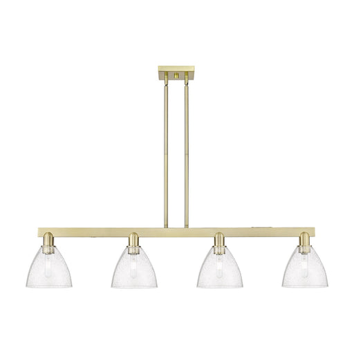 Innovations Bristol 50in 4-Light Island Light | Industrial Antique Brass Steel and Seedy Glass | Kitchen Island & Dining Room | Model 716-4I-AB-GBD-754