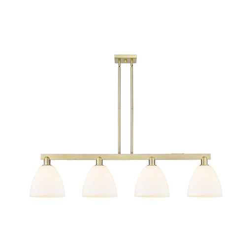 Innovations Bristol 52in 4-Light Island Light | Industrial Antique Brass Steel and Matte White Glass | Kitchen Island & Dining | Model 716-4I-AB-GBD-91