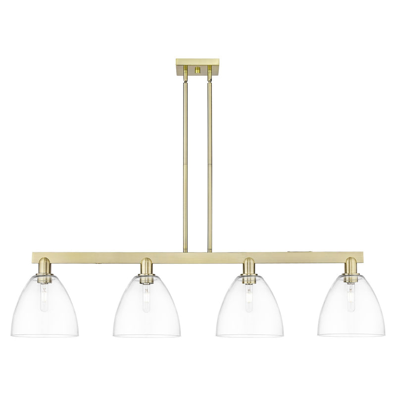 Innovations Bristol 52in 4-Light Island Light | Industrial Antique Brass Steel and Clear Glass | Kitchen Island | Model 716-4I-AB-GBD-92