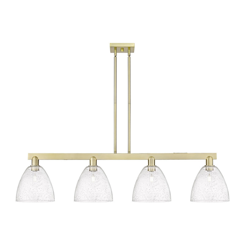 Innovations Bristol 52in 4-Light Island Light | Industrial Antique Brass and Seedy Glass | Kitchen Island & Dining Room | Model 716-4I-AB-GBD-94