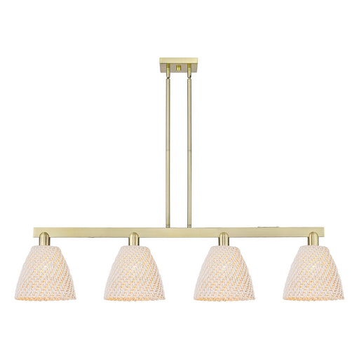 Innovations Bristol Natural 52in 4-Light Island Light | Industrial Antique Brass and Natural Fiber Dome Shade | Kitchen Island | Model 716-4I-AB-NBD-9-NAT