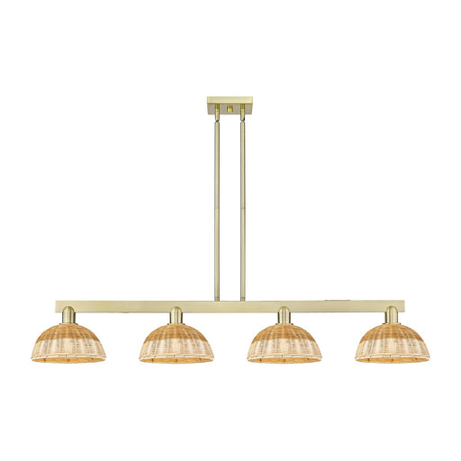Innovations Bristol Natural II 52in 4-Light Island Light | Industrial Antique Brass and Natural Fiber Shade | Kitchen Island | Model 716-4I-AB-NBD2-9-NAT