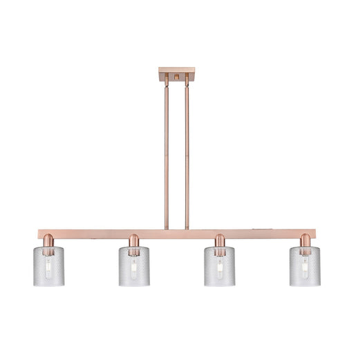 Innovations Cobbleskill 48in 4-Light Island Light | Industrial Antique Copper Steel and Clear Glass | Kitchen Island & Dining Room | Model 716-4I-AC-G112