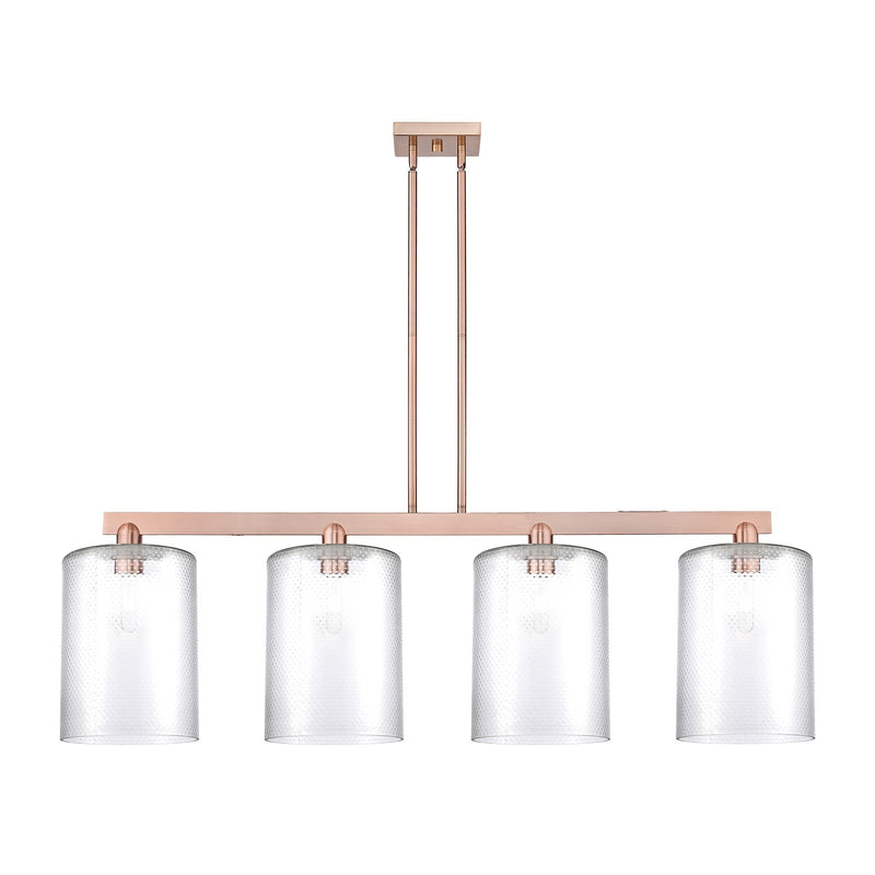 Innovations Cobbleskill 52in 4-Light Island Light | Industrial Antique Copper Steel and Clear Glass | Kitchen Island & Dining | Model 716-4I-AC-G112-L