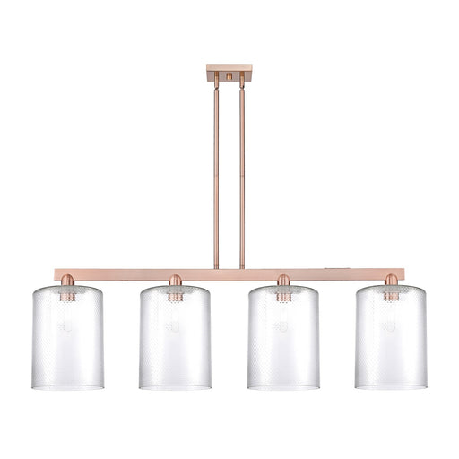 Innovations Cobbleskill 52in 4-Light Island Light | Industrial Antique Copper Steel and Clear Glass | Kitchen Island & Dining | Model 716-4I-AC-G112-L