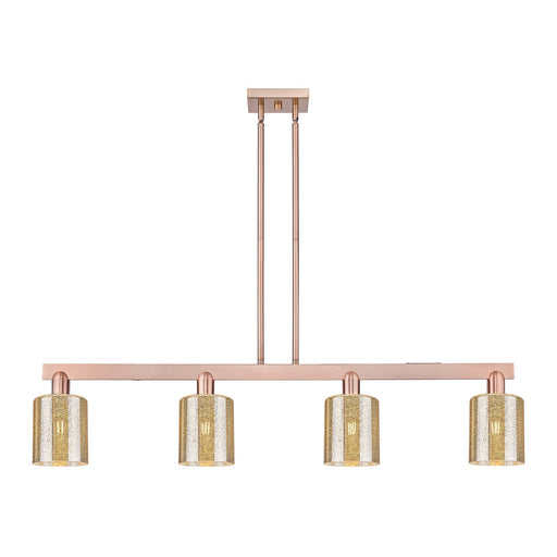 Innovations Cobbleskill 48in 4-Light Island Light | Industrial Antique Copper Steel and Mercury Glass | Kitchen Island & Dining | Model 716-4I-AC-G116