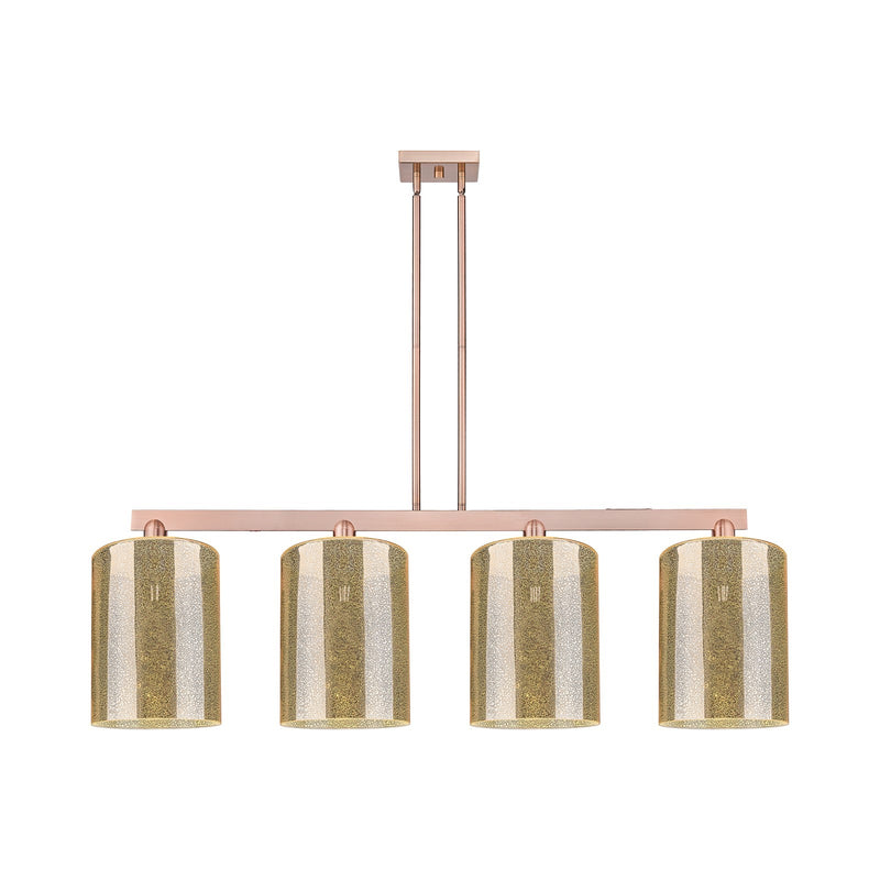Innovations Cobbleskill 52in 4-Light Island Light | Industrial Antique Copper Steel and Mercury Glass | Kitchen Island & Dining | Model 716-4I-AC-G116-L