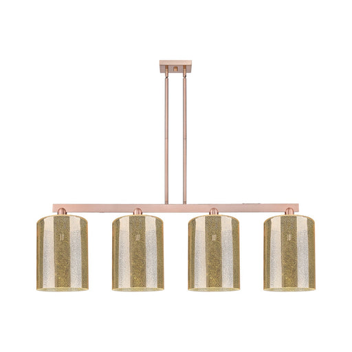 Innovations Cobbleskill 52in 4-Light Island Light | Industrial Antique Copper Steel and Mercury Glass | Kitchen Island & Dining | Model 716-4I-AC-G116-L