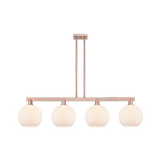 Innovations Athens 53in 4-Light Island Light | Industrial Antique Copper and Matte White Glass | Kitchen Island & Dining Room | Model 716-4I-AC-G121-10