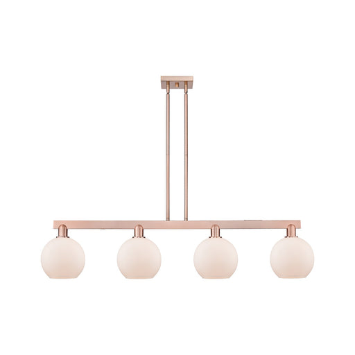 Innovations Athens 51in 4-Light Island Light | Industrial Antique Copper Steel and Matte White Glass | Kitchen Island & Dining | Model 716-4I-AC-G121-8