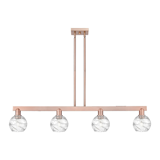 Innovations Athens Deco Swirl 48in 4-Light Island Light | Industrial Antique Copper Steel and Clear Glass | Kitchen Island & | Model 716-4I-AC-G1213-6CL