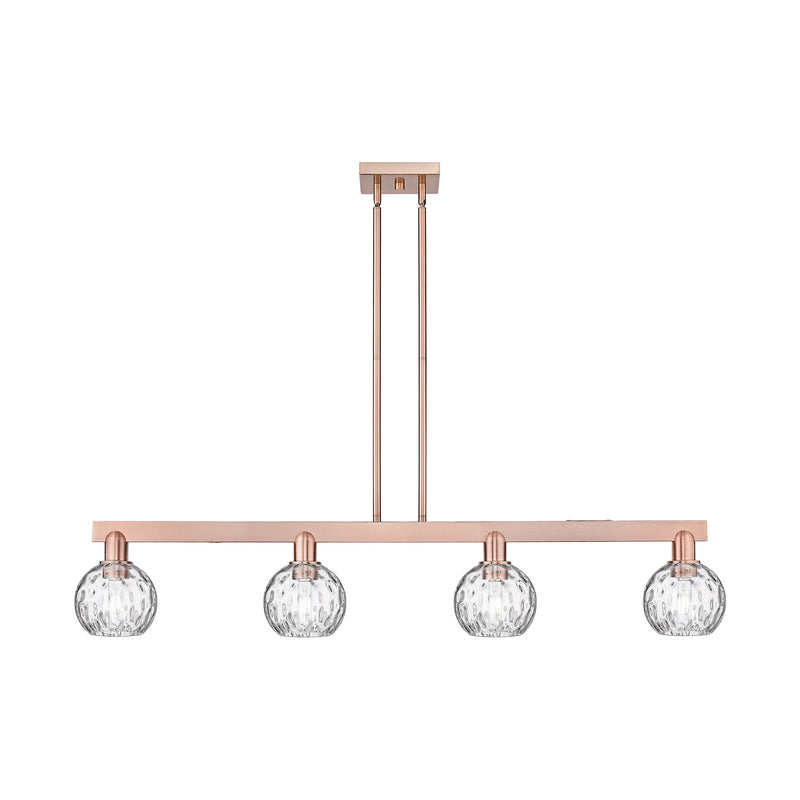 Innovations Athens Water Glass 49in 4-Light Island Light | Industrial Antique Copper and Clear Glass | Kitchen Island | Model 716-4I-AC-G1215-6