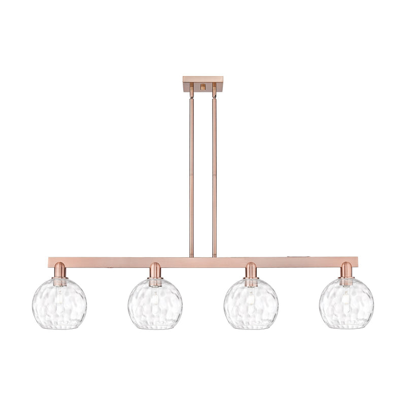 Innovations Athens Water Glass 51in 4-Light Island Light | Industrial Antique Copper and Clear Glass | Kitchen Island & Dining | Model 716-4I-AC-G1215-8