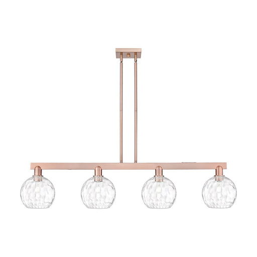 Innovations Athens Water Glass 51in 4-Light Island Light | Industrial Antique Copper and Clear Glass | Kitchen Island & Dining | Model 716-4I-AC-G1215-8