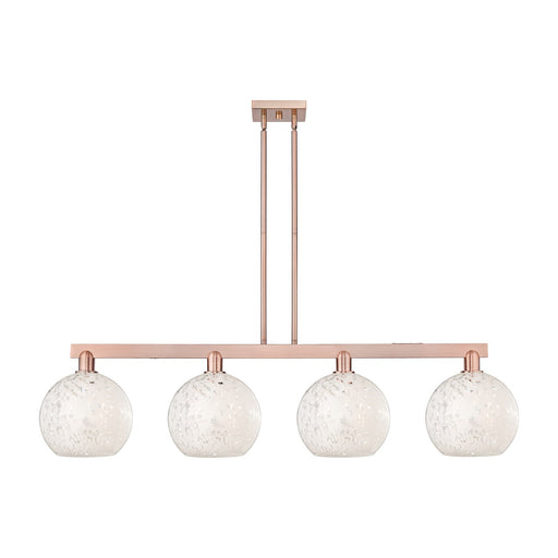 Innovations Lighting Arcadia 53in 4-Light Island Light | Industrial Antique Copper and White Mouchette Glass | Kitchen Island | Model 716-4I-AC-G1216-10WM