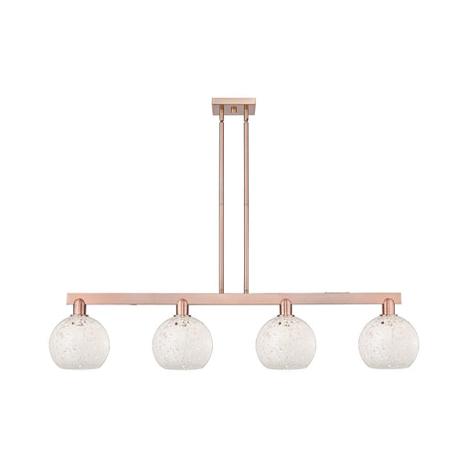 Innovations Lighting Arcadia 51in 4-Light Island Light | Industrial Antique Copper and White Mouchette Glass | Kitchen Island | Model 716-4I-AC-G1216-8WM