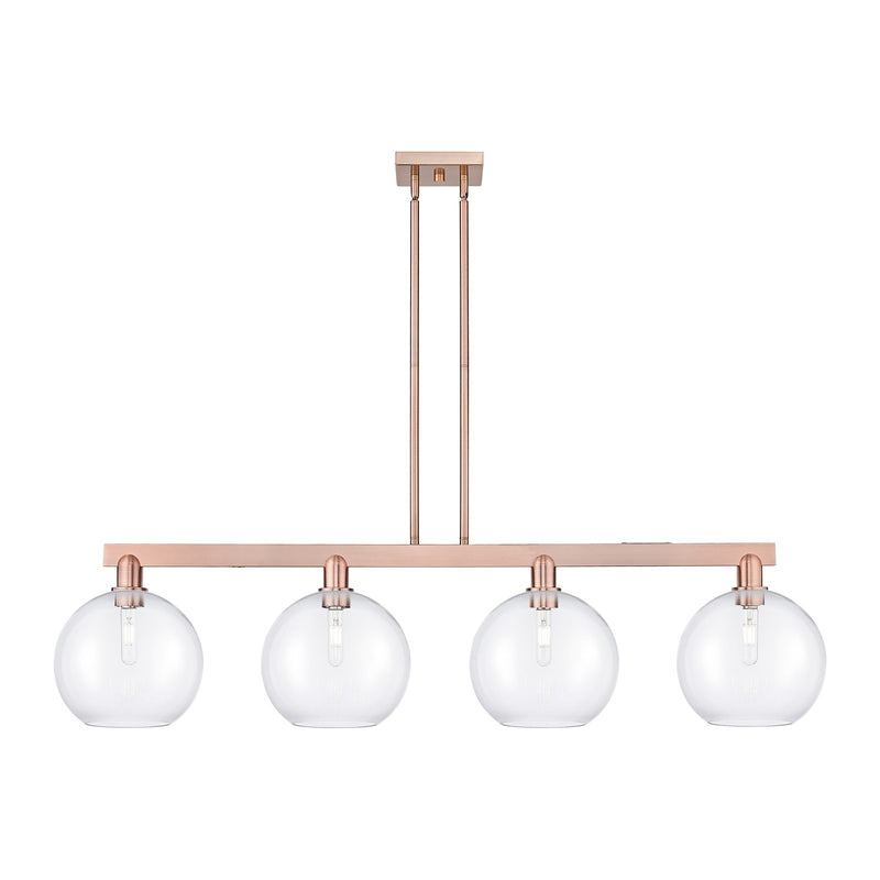 Innovations Athens 53in 4-Light Island Light | Industrial Antique Copper Steel and Clear Glass | Kitchen Island & Dining Room | Model 716-4I-AC-G122-10