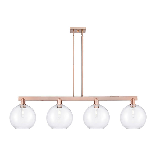 Innovations Athens 53in 4-Light Island Light | Industrial Antique Copper Steel and Clear Glass | Kitchen Island & Dining Room | Model 716-4I-AC-G122-10
