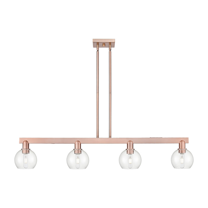 Innovations Athens 49in 4-Light Island Light | Industrial Antique Copper Steel and Clear Glass | Kitchen Island & Dining Room | Model 716-4I-AC-G122-6