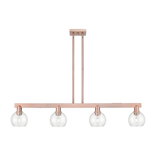 Innovations Athens 49in 4-Light Island Light | Industrial Antique Copper Steel and Clear Glass | Kitchen Island & Dining Room | Model 716-4I-AC-G122-6