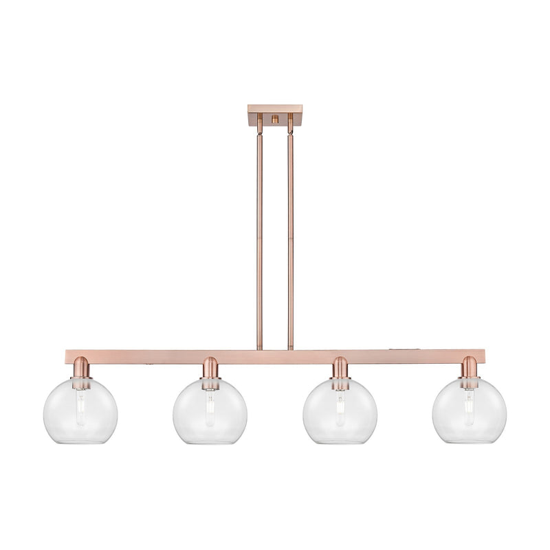 Innovations Athens 51in 4-Light Island Light | Industrial Antique Copper Steel and Clear Glass | Kitchen Island & Dining Room | Model 716-4I-AC-G122-8