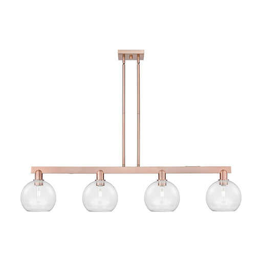 Innovations Athens 51in 4-Light Island Light | Industrial Antique Copper Steel and Clear Glass | Kitchen Island & Dining Room | Model 716-4I-AC-G122-8