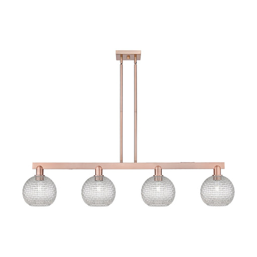 Innovations Athens 51in 4-Light Island Light | Industrial Antique Copper Steel and Clear Basket Weave Glass | Kitchen Island & | Model 716-4I-AC-G122C-8CL