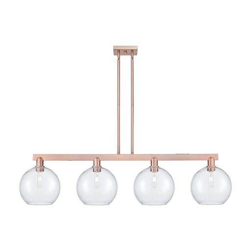 Innovations Athens 53in 4-Light Island Light | Industrial Antique Copper Steel and Seedy Glass | Kitchen Island & Dining Room | Model 716-4I-AC-G124-10