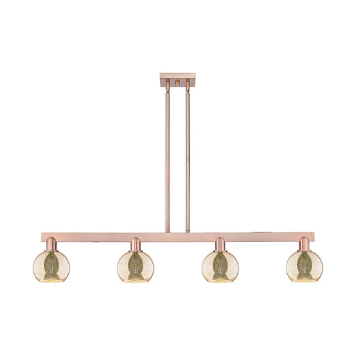 Innovations Athens 49in 4-Light Island Light | Industrial Antique Copper Steel and Mercury Glass | Kitchen Island & Dining Room | Model 716-4I-AC-G128-6