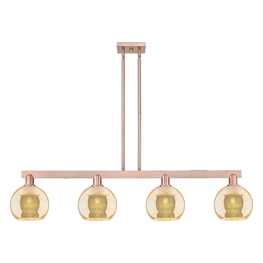 Innovations Athens 51in 4-Light Island Light | Industrial Antique Copper Steel and Mercury Glass | Kitchen Island & Dining Room | Model 716-4I-AC-G128-8