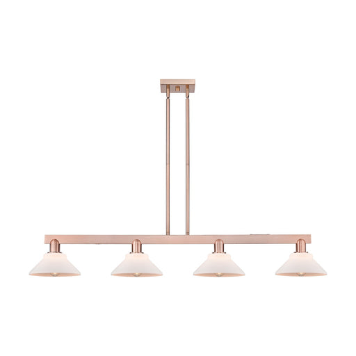 Innovations Orwell 51in 4-Light Island Light | Industrial Antique Copper Steel and Matte White Glass | Kitchen Island & Dining Room | Model 716-4I-AC-G131