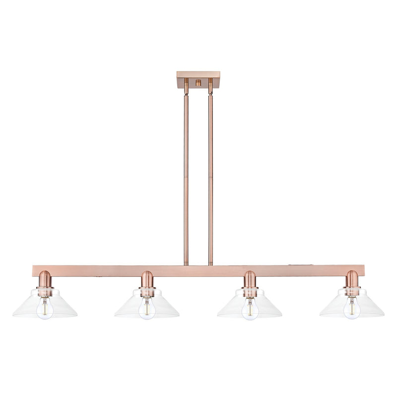 Innovations Orwell 51in 4-Light Island Light | Industrial Antique Copper and Clear Glass | Kitchen Island | Model 716-4I-AC-G132
