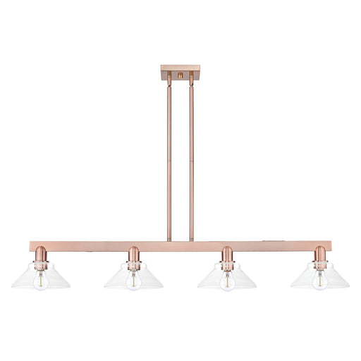 Innovations Orwell 51in 4-Light Island Light | Industrial Antique Copper and Clear Glass | Kitchen Island | Model 716-4I-AC-G132