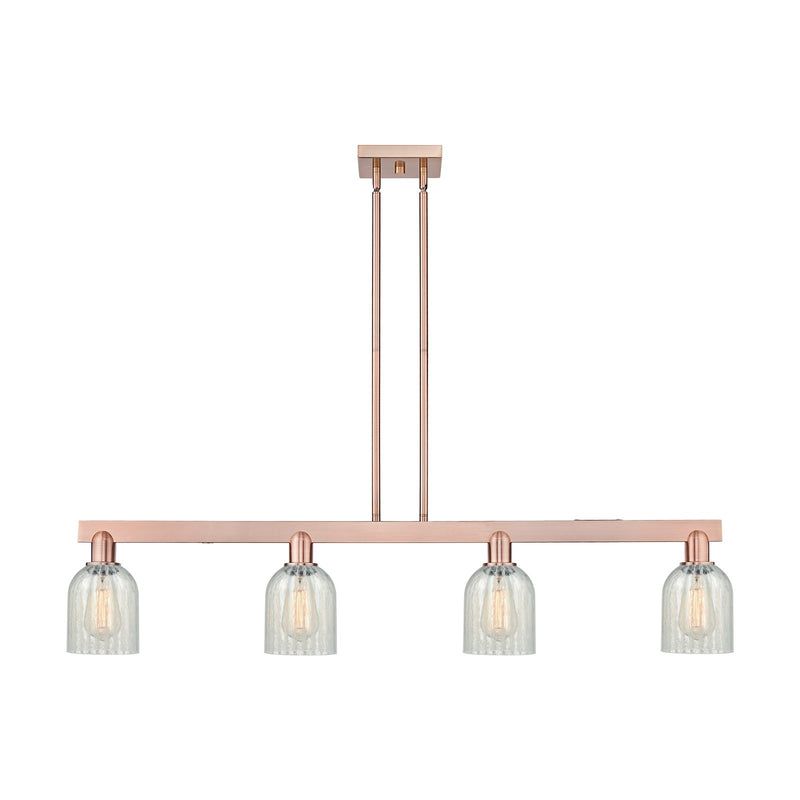 Innovations Caledonia 48in 4-Light Island Light | Industrial Antique Copper Steel and Mouchette Glass | Kitchen Island & Dining | Model 716-4I-AC-G2511