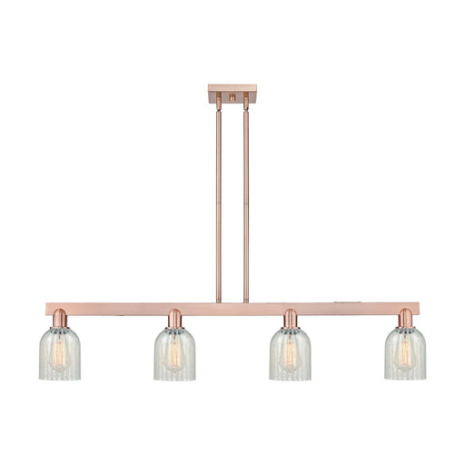 Innovations Caledonia 48in 4-Light Island Light | Industrial Antique Copper Steel and Mouchette Glass | Kitchen Island & Dining | Model 716-4I-AC-G2511