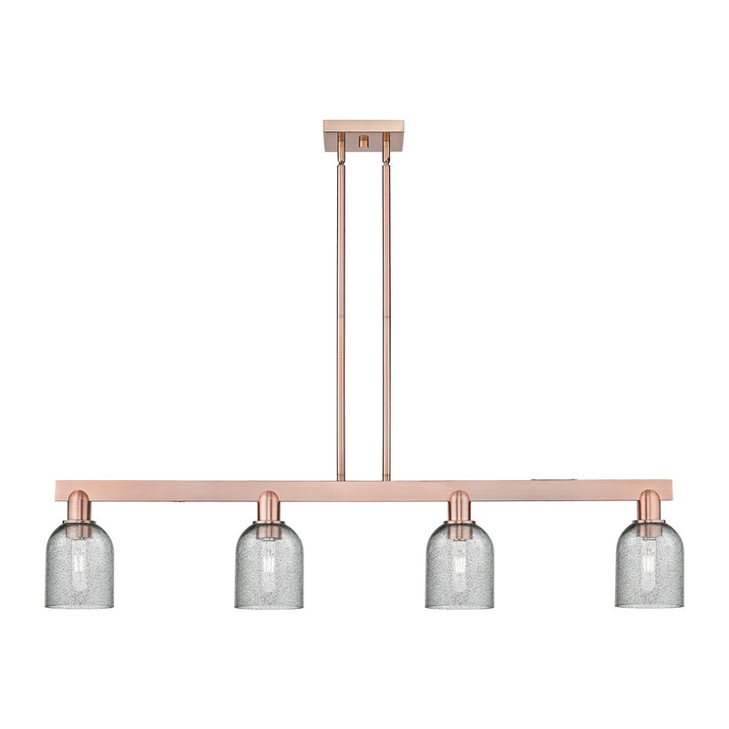 Innovations Caledonia 48in 4-Light Island Light | Industrial Antique Copper Steel and Charcoal Glass | Kitchen Island | Model 716-4I-AC-G257
