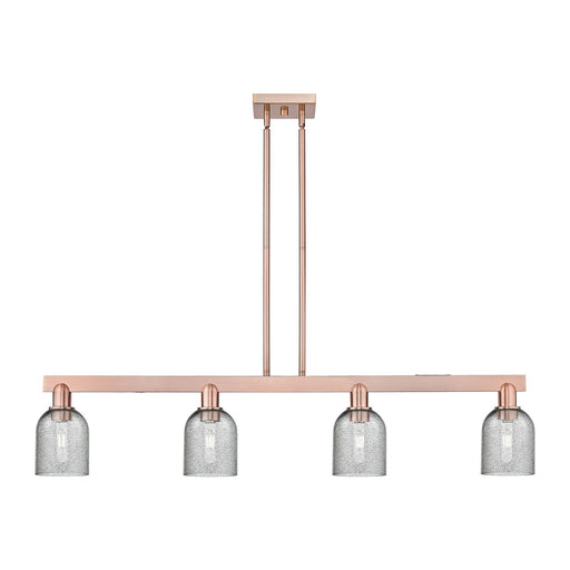 Innovations Caledonia 48in 4-Light Island Light | Industrial Antique Copper Steel and Charcoal Glass | Kitchen Island | Model 716-4I-AC-G257