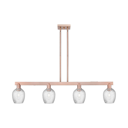 Innovations Salina 48.5in 4-Light Island Light | Industrial Antique Copper Steel and Clear Spiral Fluted Glass | Kitchen Island & | Model 716-4I-AC-G292