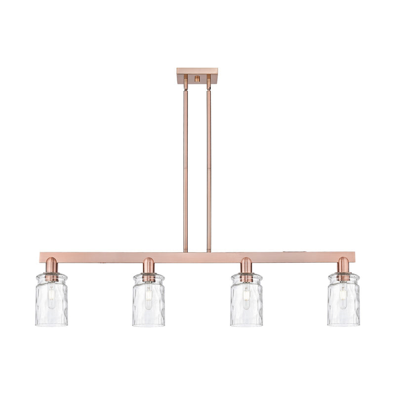 Innovations Candor 48in 4-Light Island Light | Industrial Antique Copper Steel and Clear Waterglass Glass | Kitchen Island & Dining | Model 716-4I-AC-G352